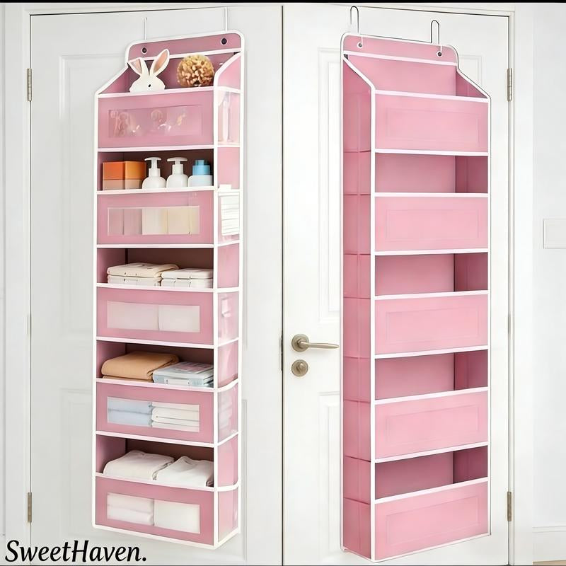 Sweethaven over the Door Organizer Storage-5-Tier Hanging Organizer with 10 Large Pockets Anti-Tilt Design 44 Lb Capacity for Bedroom Bathroom Baby Product Storage Dormitory Back to School Must Have Everyday Storage